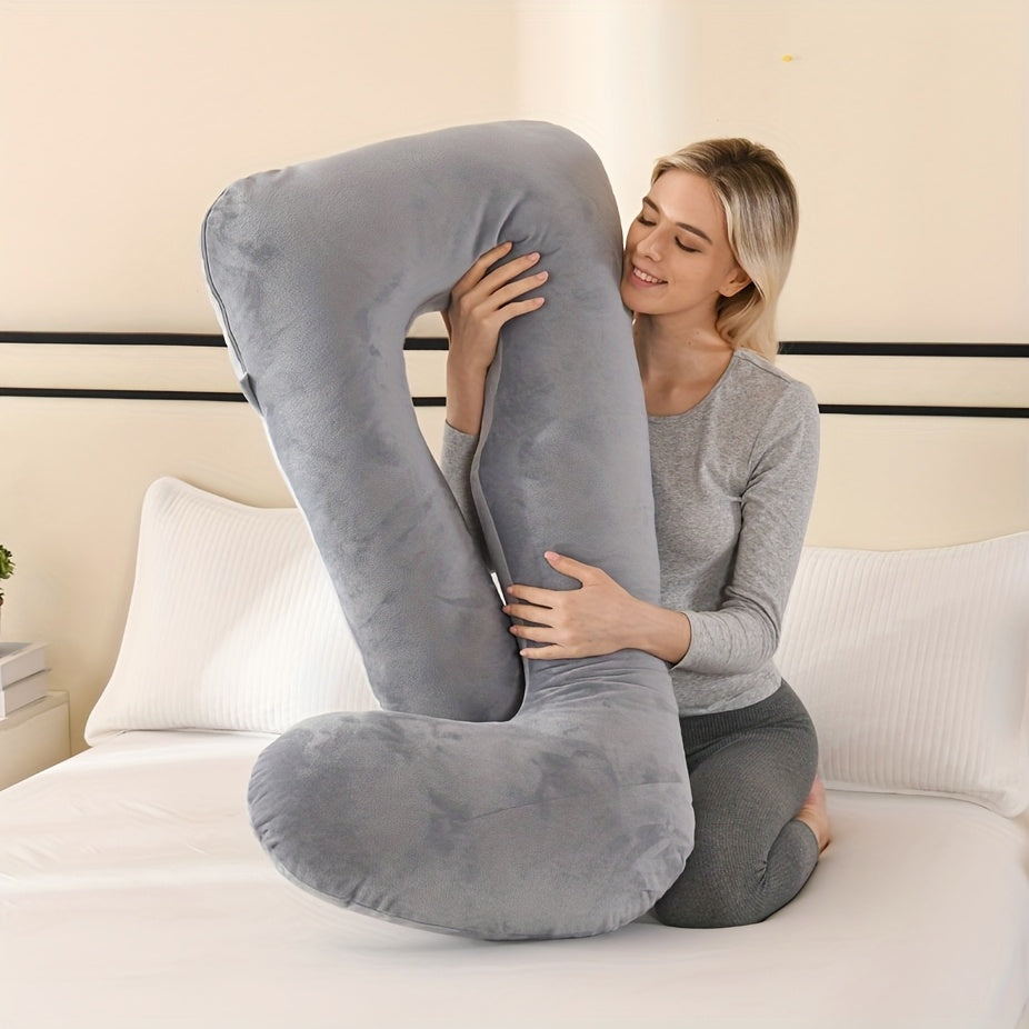 Crystal Velvet J-Shaped Pregnancy Pillow – Full Body Support by Snagg A Pillow