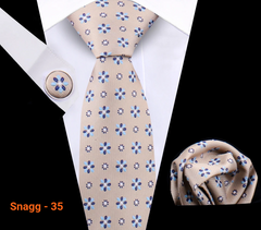 Classic Plaid Tie Set for Men - Necktie with Matching Pocket Square & Cufflinks - Snagg - 35 - Others In Fashion