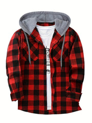 3pcs Men’s Hooded Plaid Flannel Shirts - SnaggIt