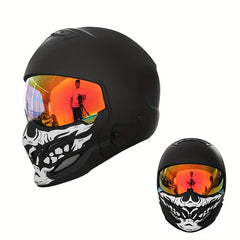Vintage Matte Black Skull Design Motorcycle Helmet by Snagg A Motorcycle Helmet