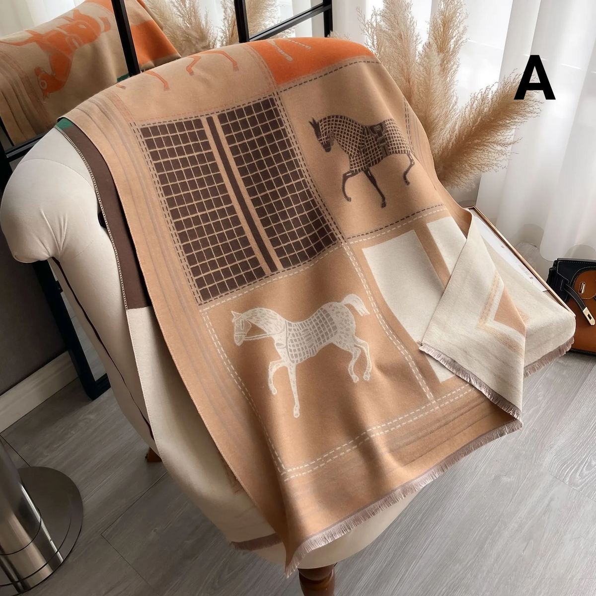 Luxury Horse Print Cashmere Feel Scarf For Women - A - Others In Fashion