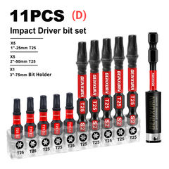 1"/2" Impact Magnetic Torx Screwdriver Bit Set – T20/T25 S2 Alloy Steel with Storage Organizer