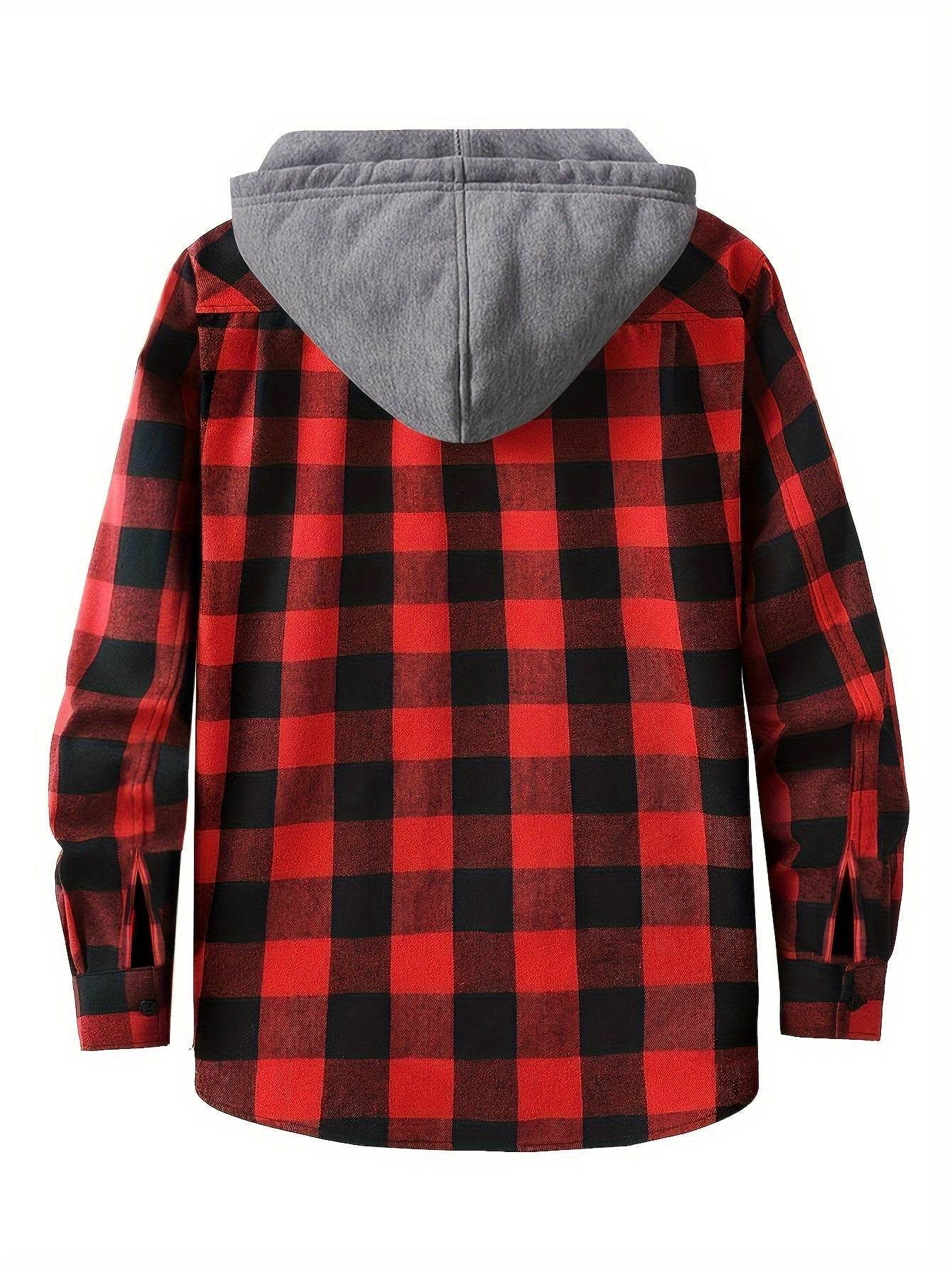 3pcs Men’s Hooded Plaid Flannel Shirts - SnaggIt