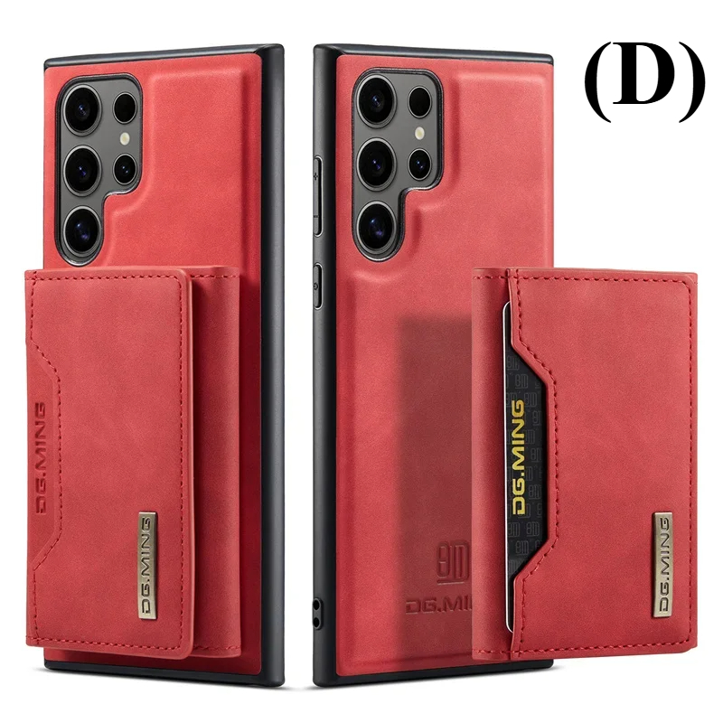 2 in 1 Detachable Wallet Card Holder Case – for Samsung Galaxy S22 Series - Ultra / D - Red - Phone Cases & Covers