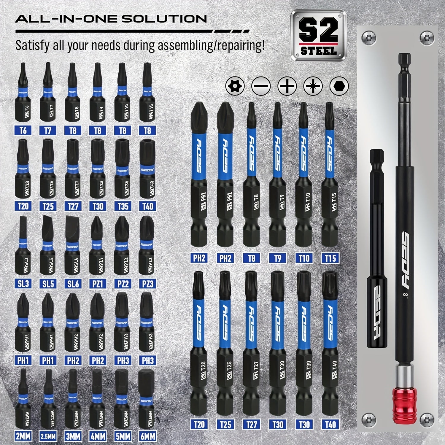 80pcs Magnetic Impact Nut Driver Set