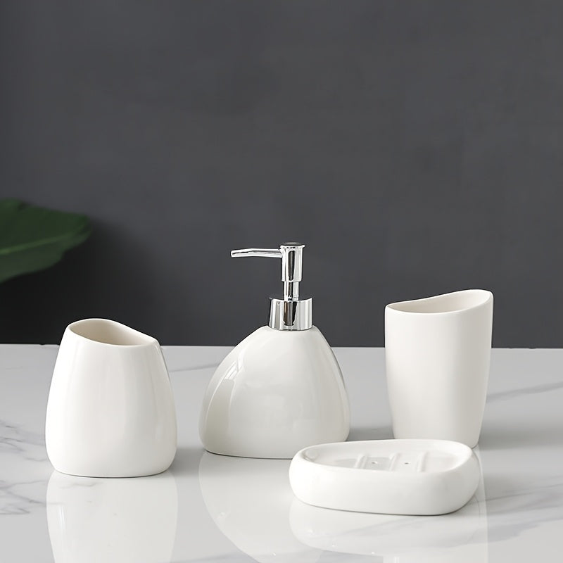 4 Piece White Ceramic Bathroom Set by Snagg A Bathroom Set