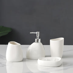 4 Piece White Ceramic Bathroom Set by Snagg A Bathroom Set