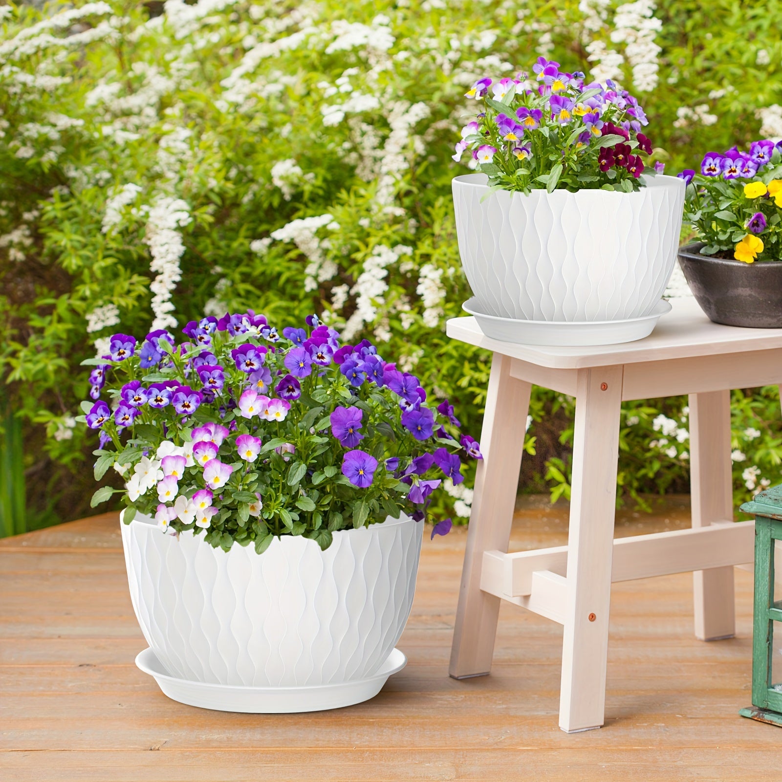 3pcs 12" Plastic Planters with Trays by Snagg A Pot