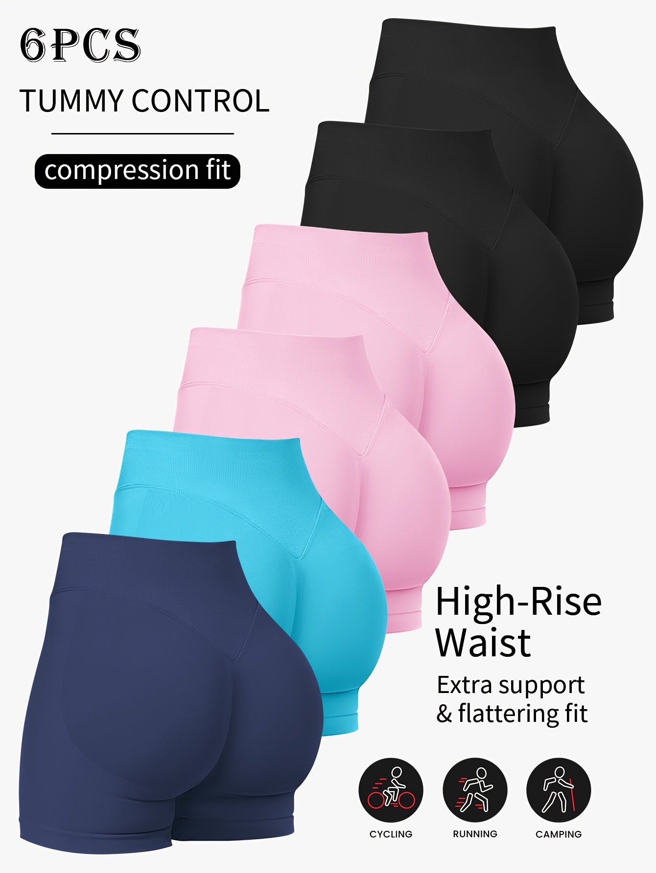 Women’s 6-Piece High-Waist Sport Shorts by Snagg A Short