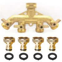 4 Way Brass Garden Hose Splitter with Quick Connector – EU Standard 3/4" by Snagg A Valve