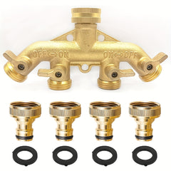 4 Way Brass Garden Hose Splitter with Quick Connector – EU Standard 3/4" by Snagg A Valve