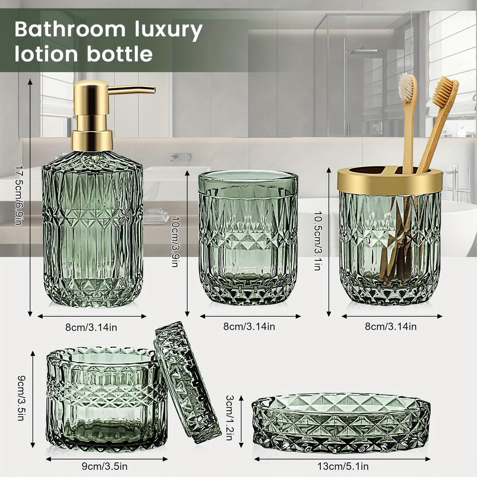 5 Pcs Luxury Glass Bathroom Accessory Set by Snagg A Bathroom Set