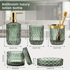 5 Pcs Luxury Glass Bathroom Accessory Set by Snagg A Bathroom Set