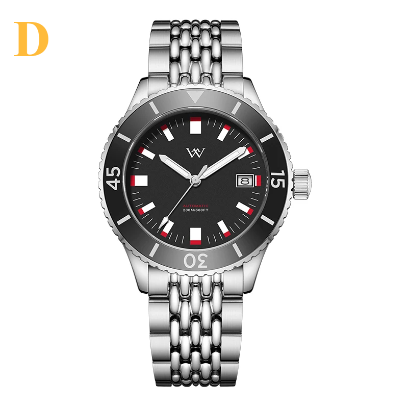 Automatic Mechanical Diver Watch – NH35 Ceramic Bezel | Sapphire AR Glass | 200M Waterproof - D - BLACK - Men’s Watches