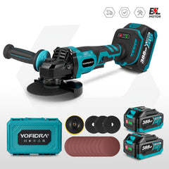 YOFIDRA angle grinder set with accessories on a white background