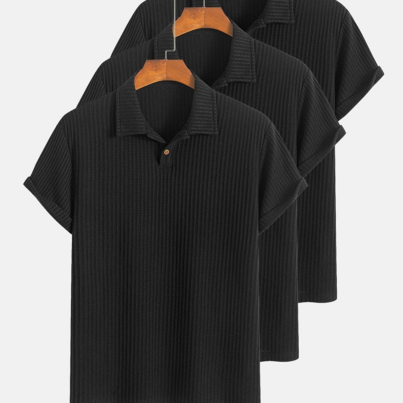 3-Pack Men’s Summer Jacquard Knit Polo Shirts – Sporty Casual Style - SnaggIt