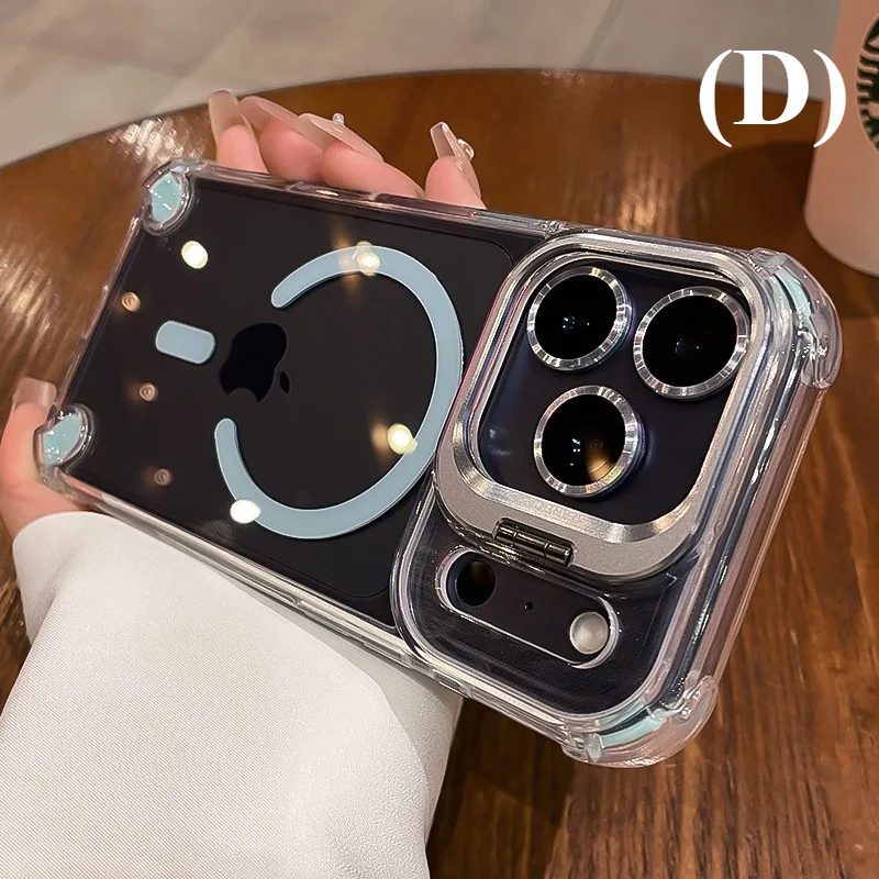 Luxury Transparent Airbag Case - For iPhone 15 Series - D - Blue / Plus - Phone Cases & Covers