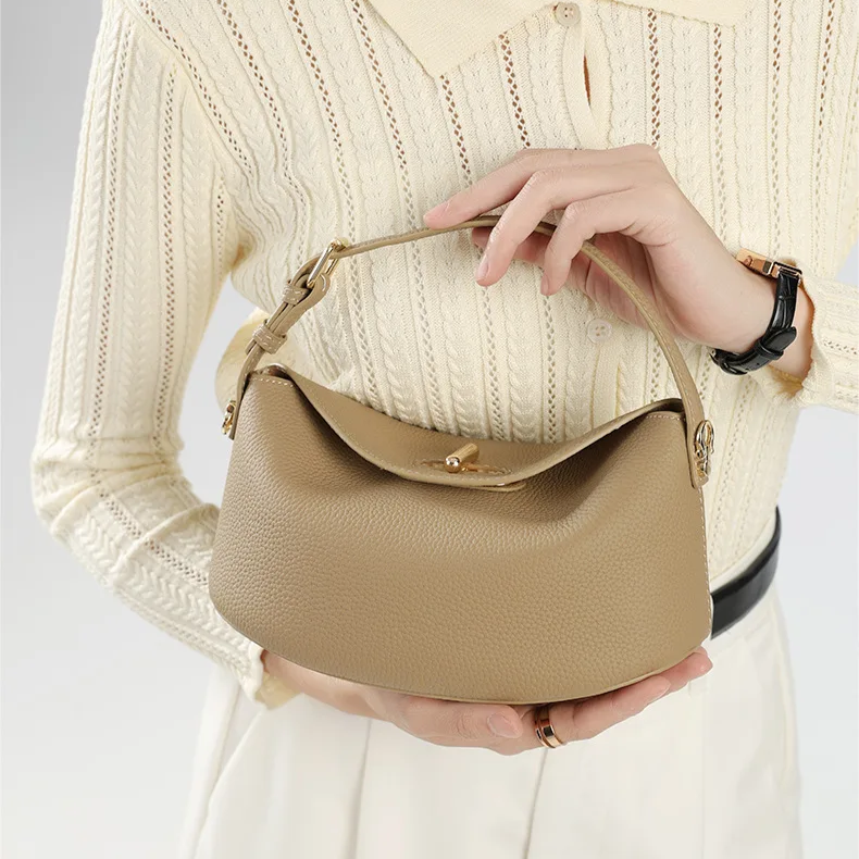 Genuine Leather Minimalist Crossbody Bag – Small Luxury Fashion Handbag & Shoulder Bag for Women (24×11×11cm)