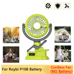 2 in 1 Cordless Jobsite Fan & LED Light | High Intensity Portable Ventilation Compatible With Ryobi 18V Batteries