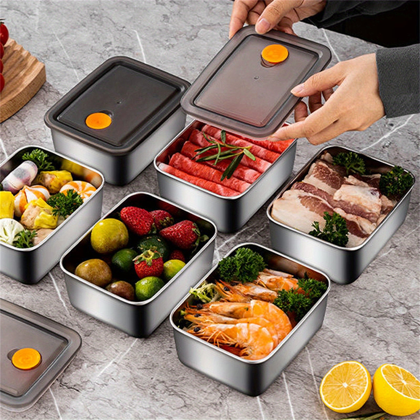 15 Pcs Stainless Steel Food Storage Containers by Snagg A Container
