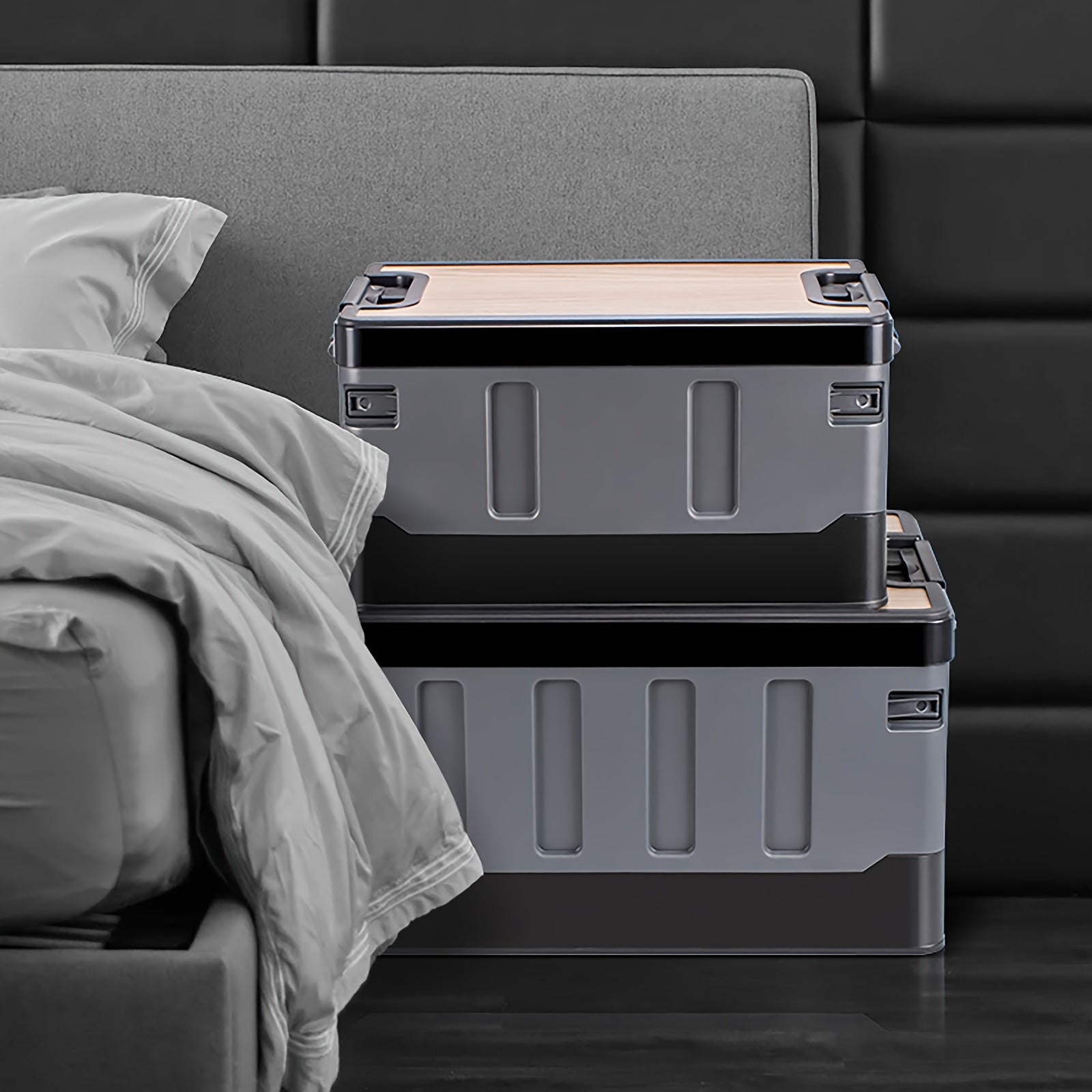 60L Collapsible Car Trunk Storage Bin with Lid by Snagg A Storage Box