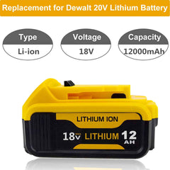 2 / 4 Pack 18 V 12.0 Ah Lithium-Ion Battery — Replacement for Dewalt 18 V Cordless Tools