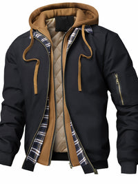 Men’s Solid Color Hooded Jacket with Plaid Lining by Snagg A Jacket
