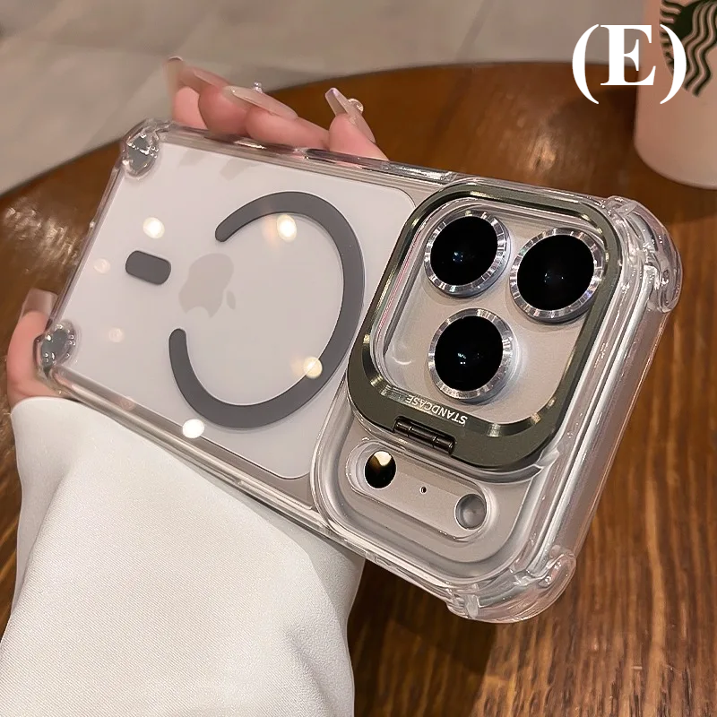 Luxury Transparent Airbag Case - For iPhone 17 Series - E - Gray / iPhone17 Pro Max - Phone Cases & Covers