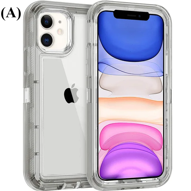 Clear Transparent Shockproof Armor Case - For iPhone 16 Series - A - Gray / 16Pro - Phone Cases & Covers