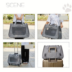 Portable Travel Pet Rolling Carrier with Detachable Handle & Wheels by Snagg A Pet Carrier