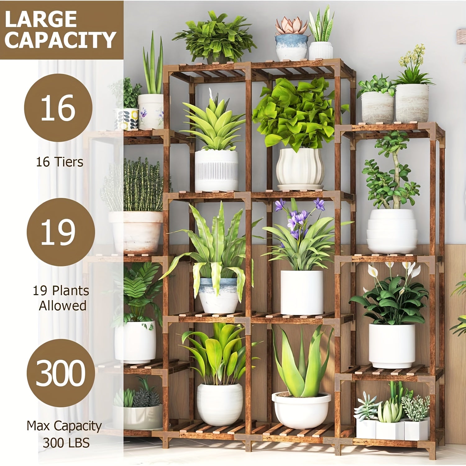 Large Tall Wooden Plant Shelf Rack by Snagg A Rack