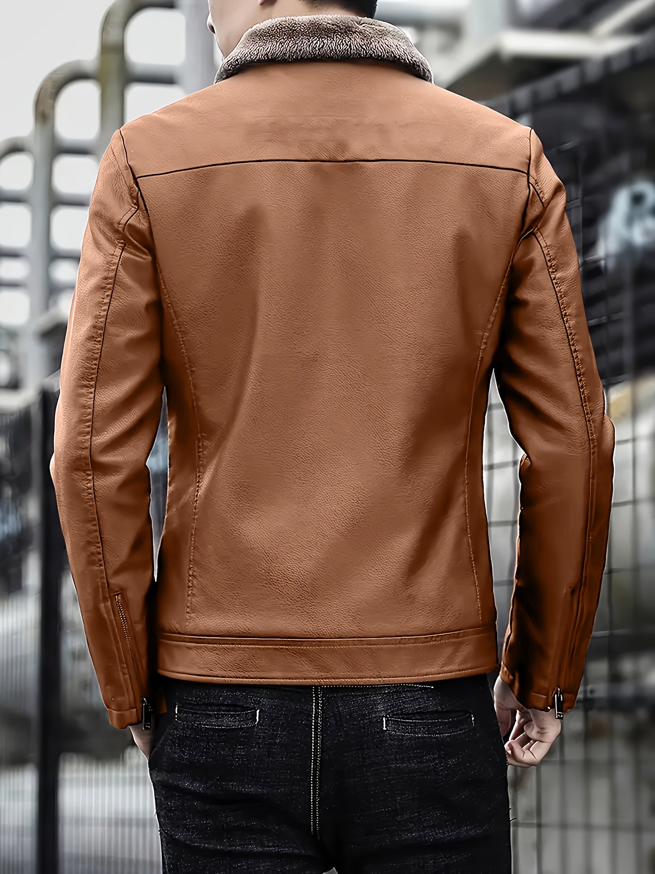 OBM Men’s Full-Zip Bomber Jacket with Fur Collar by Snagg A Jacket