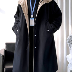 Men’s Mid-Length Beige Hooded Trench Coat by Snagg A Coat