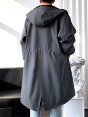 Men’s Mid-Length Beige Hooded Trench Coat by Snagg A Coat