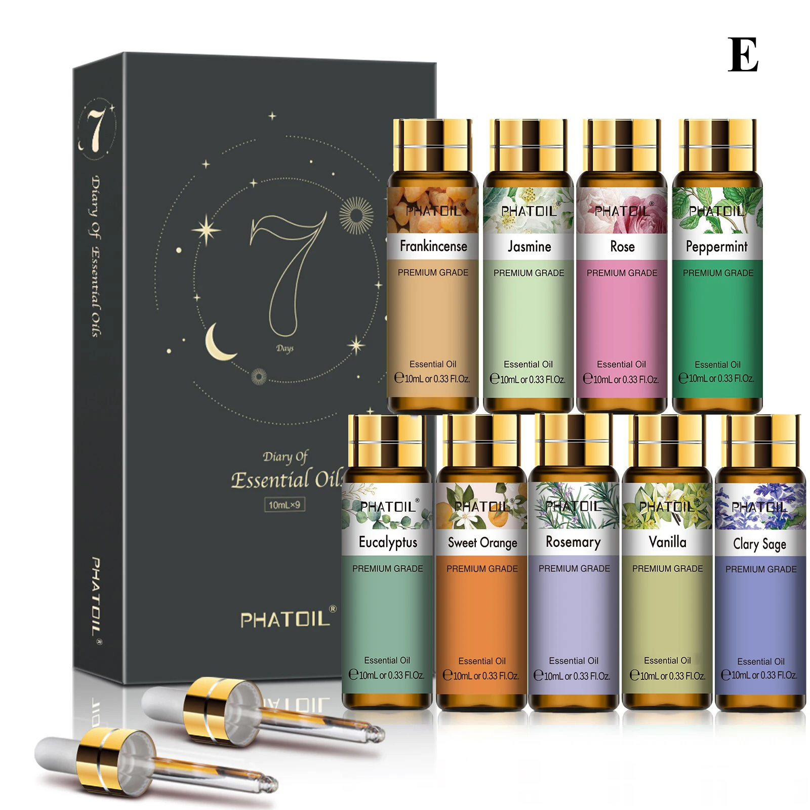 9 Pieces Essential Oil Library – 100% Pure 10ml Botanical Set for Diffusion, Artisanal Crafting & Wellness