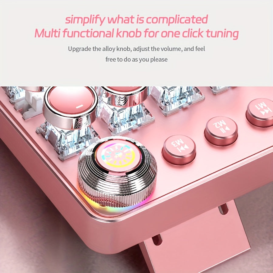 Pink Mechanical Keyboard – Retro Punk Keycaps with Blue Switches by Snagg A Keyboard