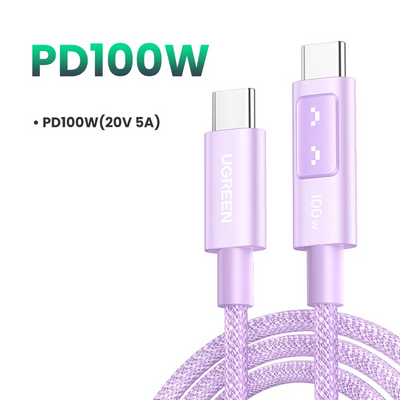 USB-C to USB-C PD 100W Fast Charge Cable | LED Indicator Data Cord for iPhone 17 16 15 Samsung MacBook
