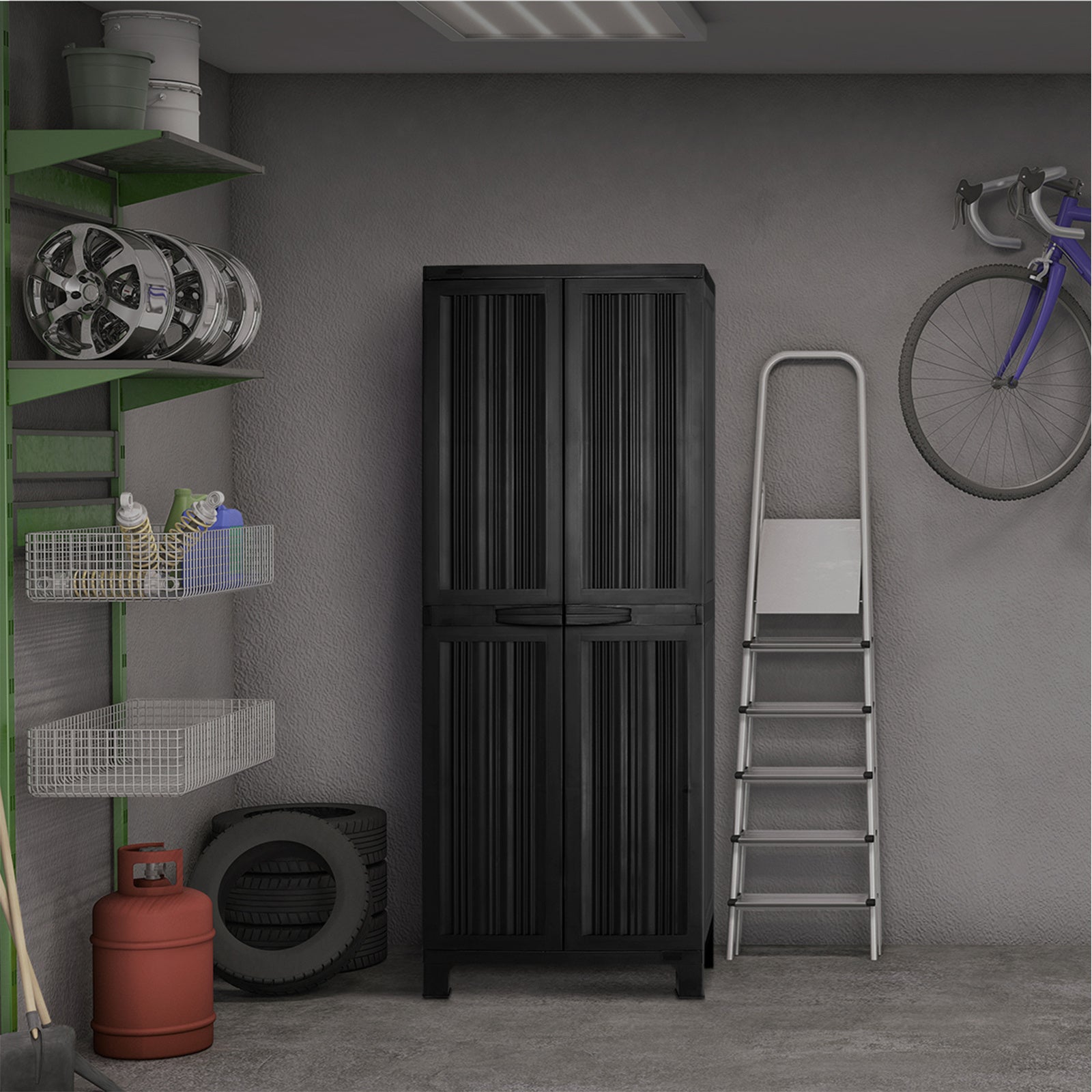 Outdoor Storage Cabinet with Shelves & Hooks by Snagg A Cabinet