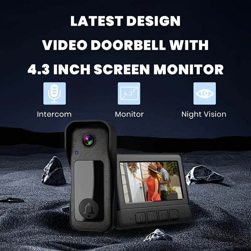 Wireless Video Doorbell with 4.3″ Display by Snagg A Doorbell Camera