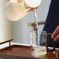 Glass Cup Set With Wooden Handle 4 Or 6 Pack Home Tea Cups by Snagg A Cup