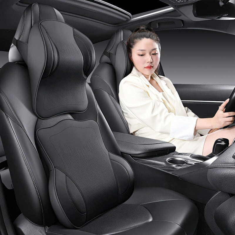 2pcs Nappa Leather Car Headrest & Lumbar Support Set by Snagg A Headrest