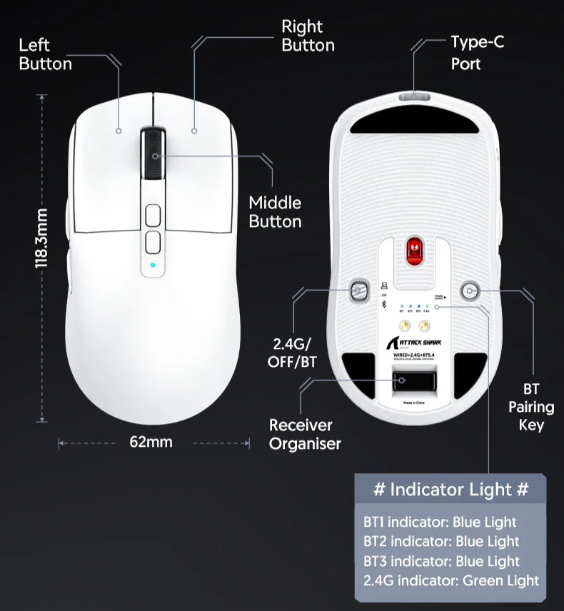 Tri Mode Wireless Gaming Mouse & RGB Magnetic Charging Base by Snagg A Gaming Mouse