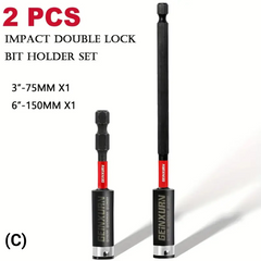 Impact Double Lock Magnetic Bit Holder Set – Universal 1/4" Extension Socket for Power & Manual Screwdrivers