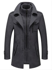 Men’s Elegant Double Collar Wool-Blend Trench Coat by Snagg A Coat