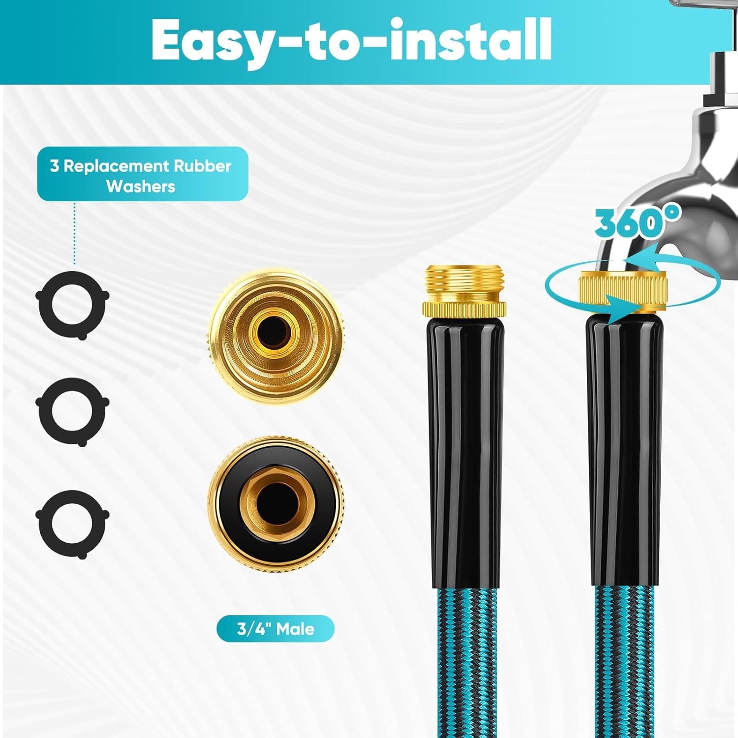 100FT Heavy-Duty Rubber Garden Hose