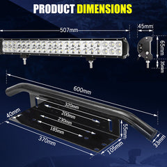 20Inch Osram LED Light Bar Spot Flood Driving + 23'' Number Plate Frame