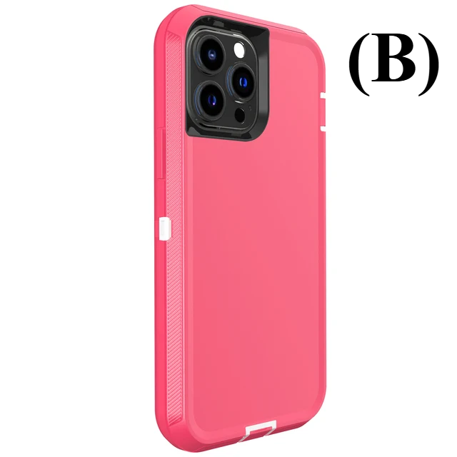 3 IN 1 Heavy Duty Armor Shockproof Dust Proof Case - For iPhone 16 Series - B - White Rose Red / Phone Cases & Covers