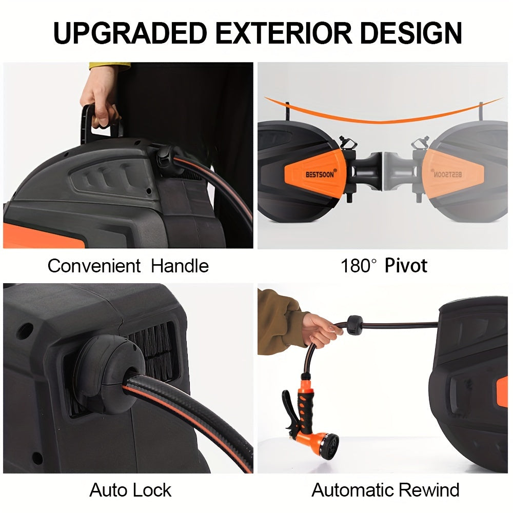 Retractable Garden Hose Reel with Auto Rewind by Snagg A Garden Hose