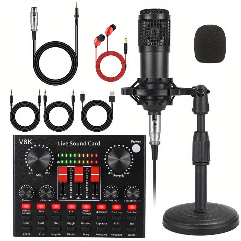 V8K Sound Card & Condenser Microphone Set by Snagg An Audio Mixer