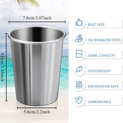 Stainless Steel Cups 8.7oz Durable Stackable Home Travel by Snagg A Cup